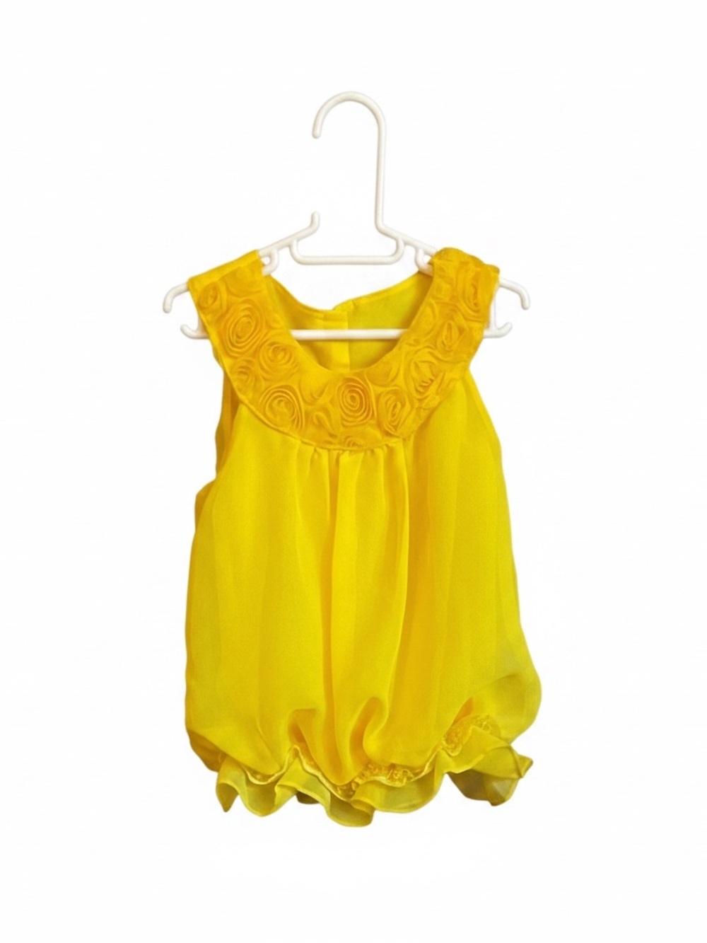 2T Yellow Girls' Floral Collar Bubble Dress #036
